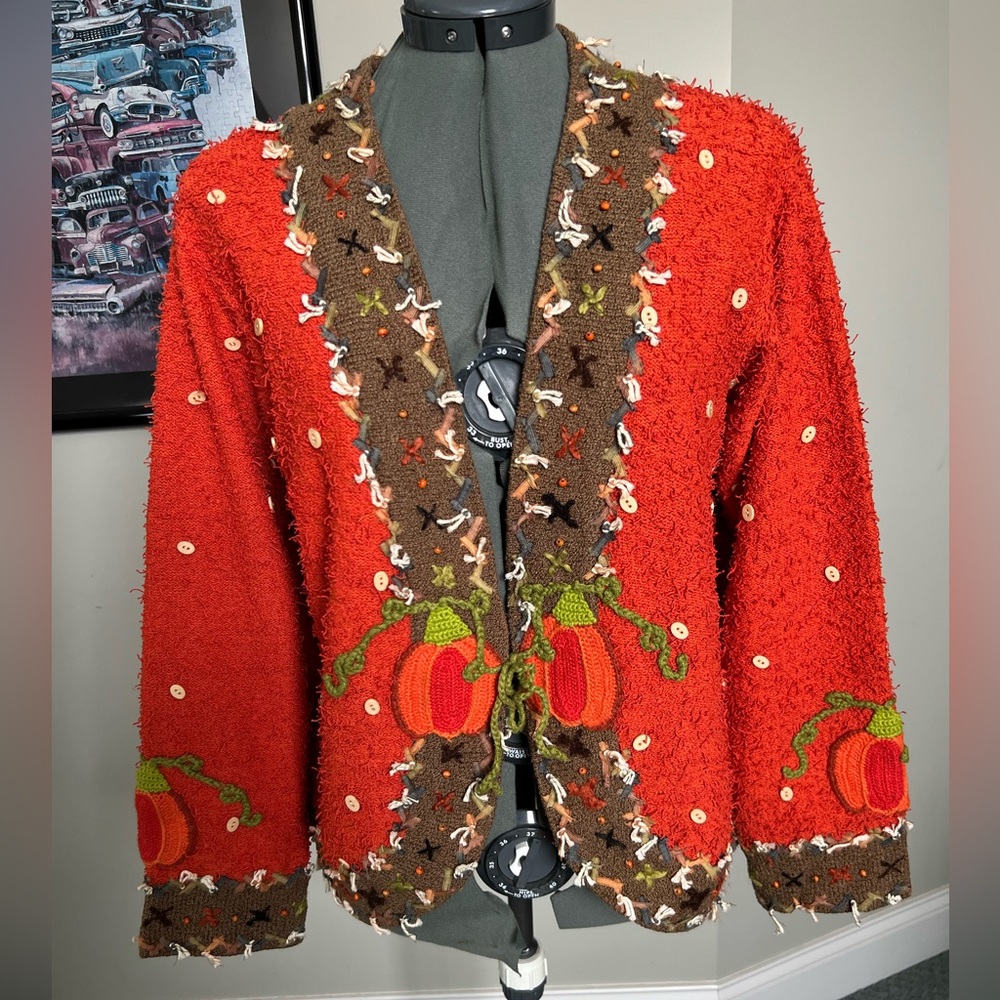 Design Options XL Pumpkin Sweater Cardigan